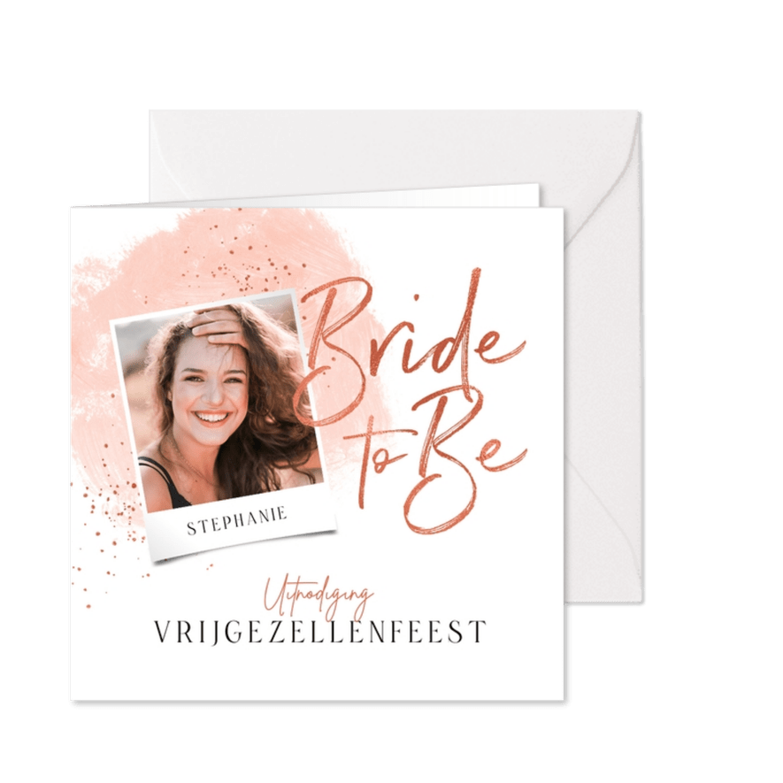 Uitnodigingskaart vrijgezellenfeest foto bride to be - Kaartimpressie