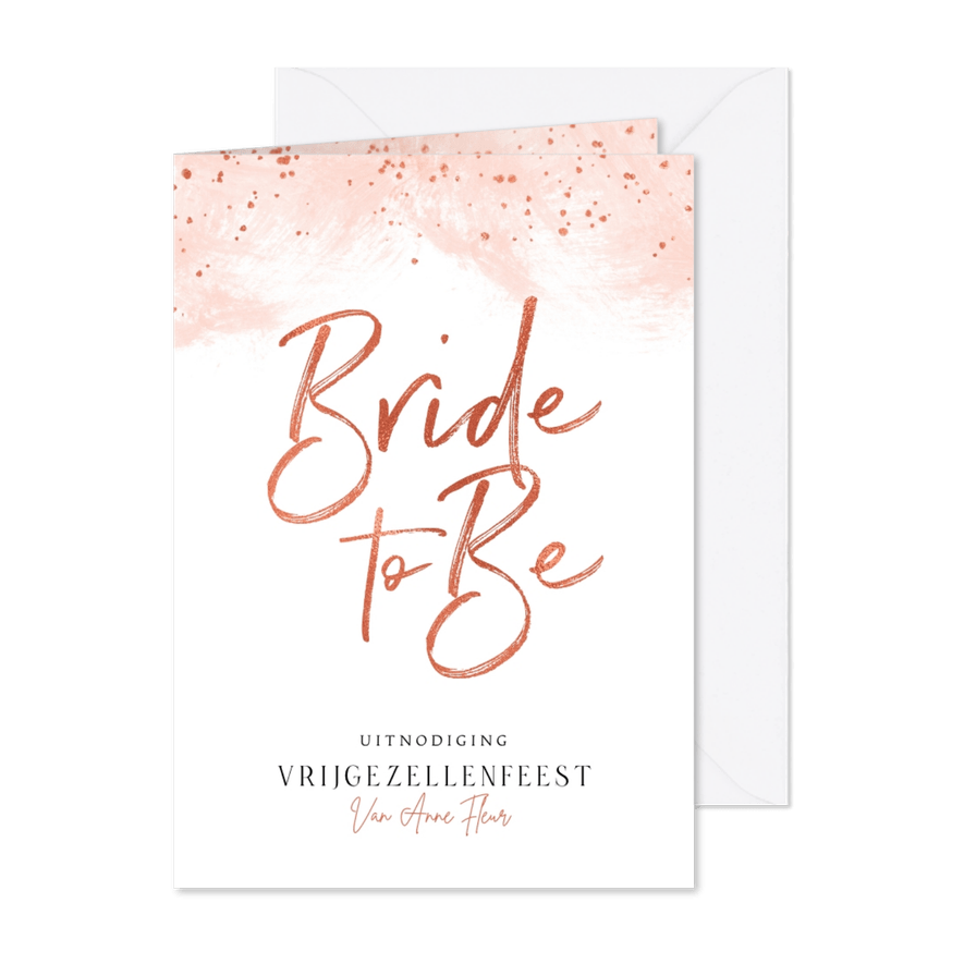 Uitnodigingskaart vrijgezellenfeest vrouw waterverf bride - Kaartimpressie