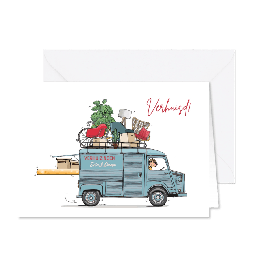 Verhuisbus verhuiskaart - Kaartimpressie