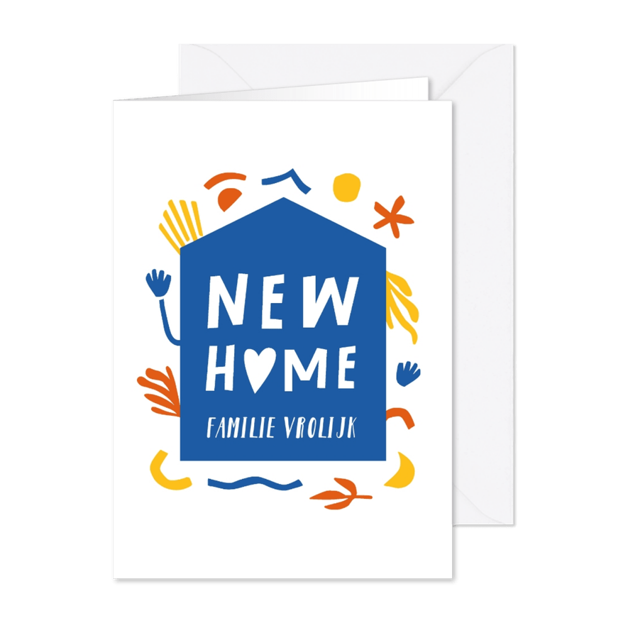 Verhuiskaart abstract met huisje - Kaartimpressie