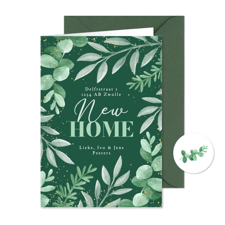 Verhuiskaart adreswijziging new home bladeren stijlvol - Kaartimpressie