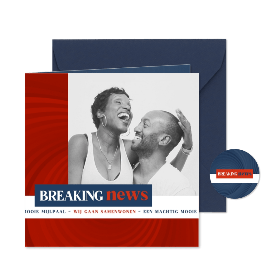 Verhuiskaart breaking news samenwonen - Kaartimpressie