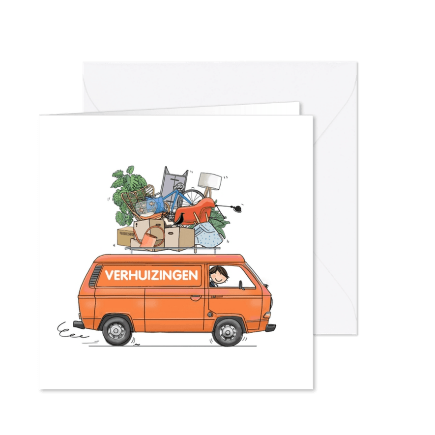 Verhuiskaart bus oranje - Kaartimpressie