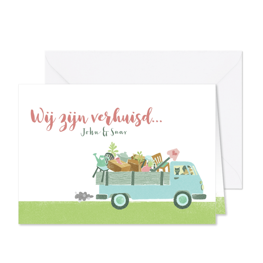 Verhuiskaart busje volkswagen samenwonen - Kaartimpressie