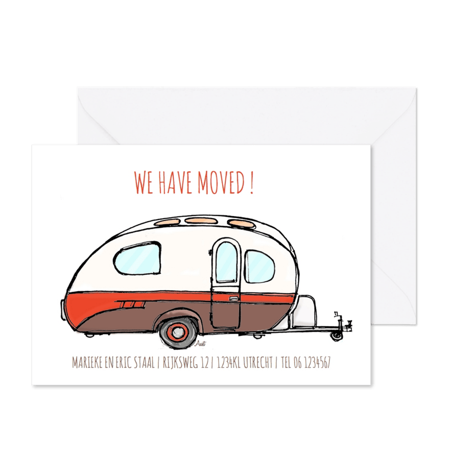 Verhuiskaart caravan Mostard - Kaartimpressie