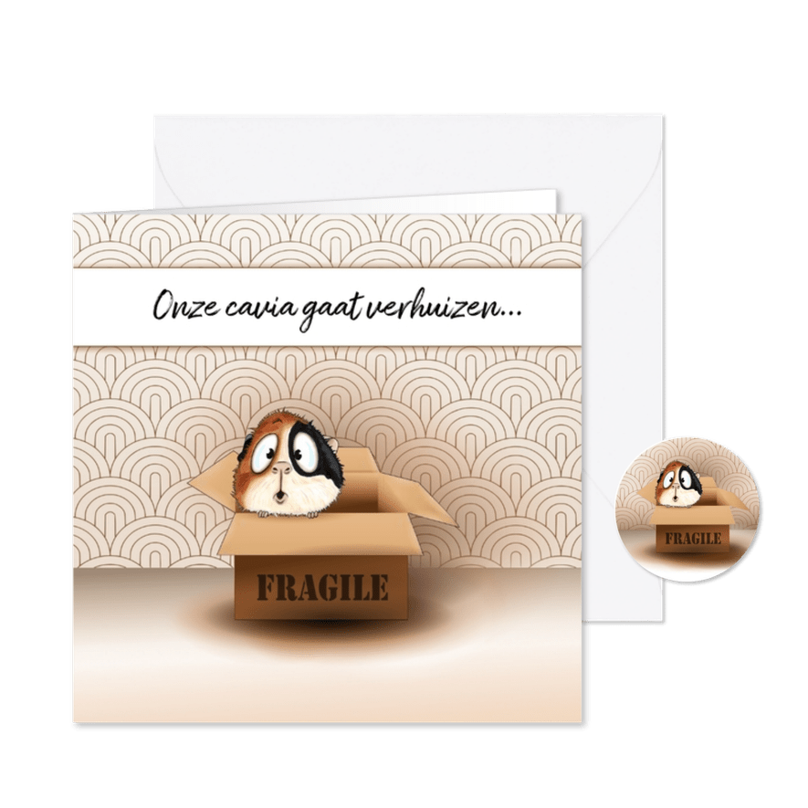 Verhuiskaart Cavia in een verhuisdoos - Kaartimpressie