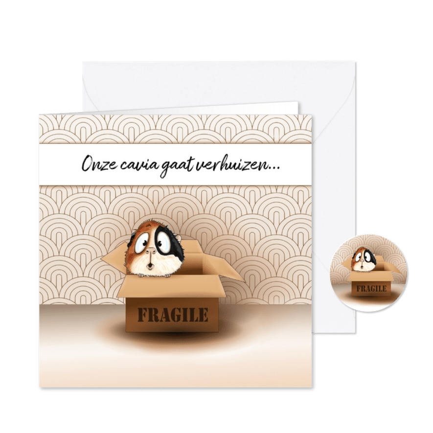 Verhuiskaart Cavia in een verhuisdoos - Kaartimpressie
