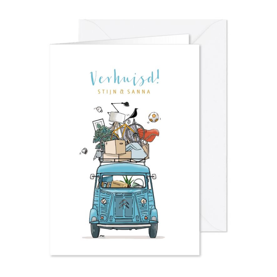 Verhuiskaart Citroen HY bus voorkant blauw - Kaartimpressie