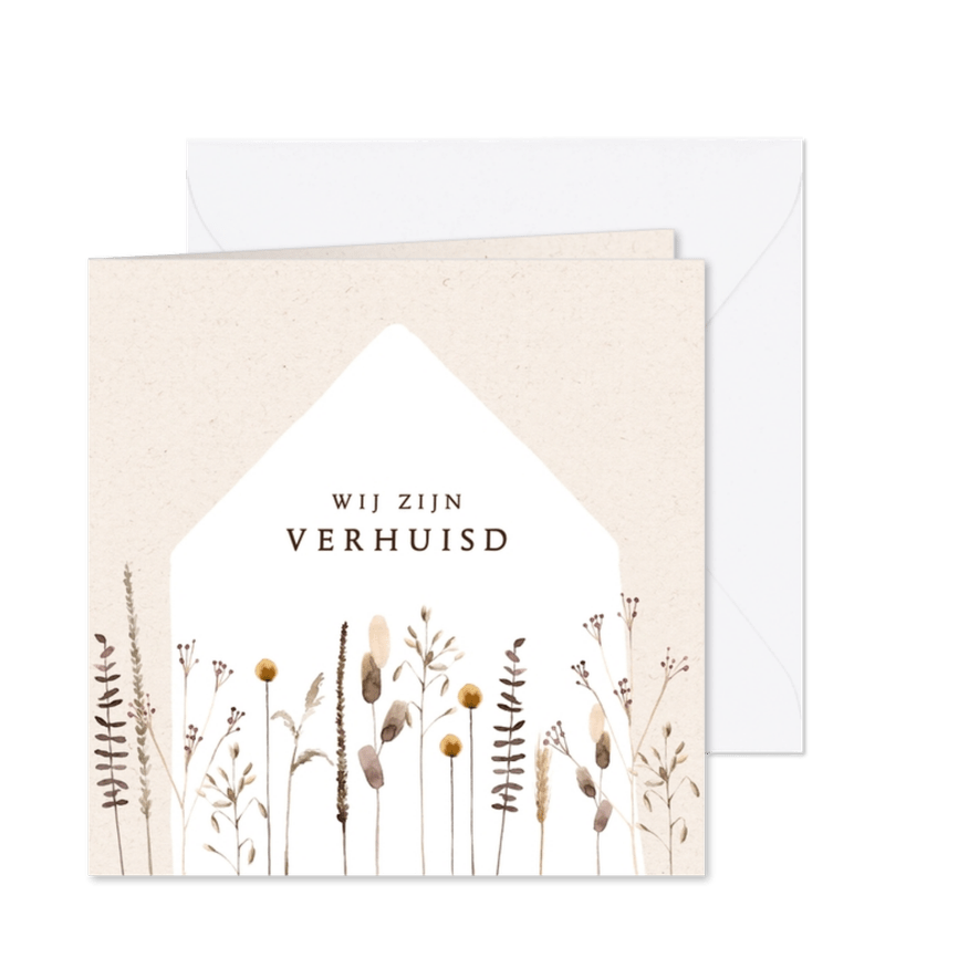 Verhuiskaart droogbloemen - Kaartimpressie