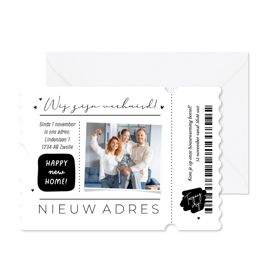 Verhuiskaart foto ticketvorm - Kaartimpressie