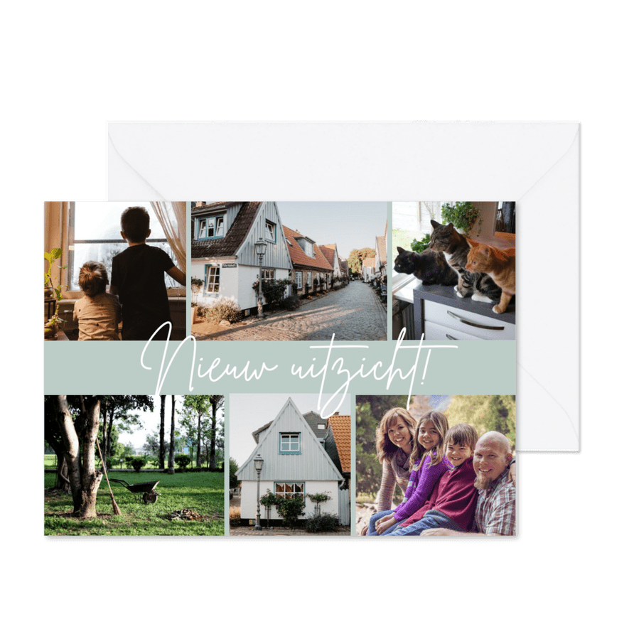 Verhuiskaart fotocollage nieuw uitzicht - Kaartimpressie