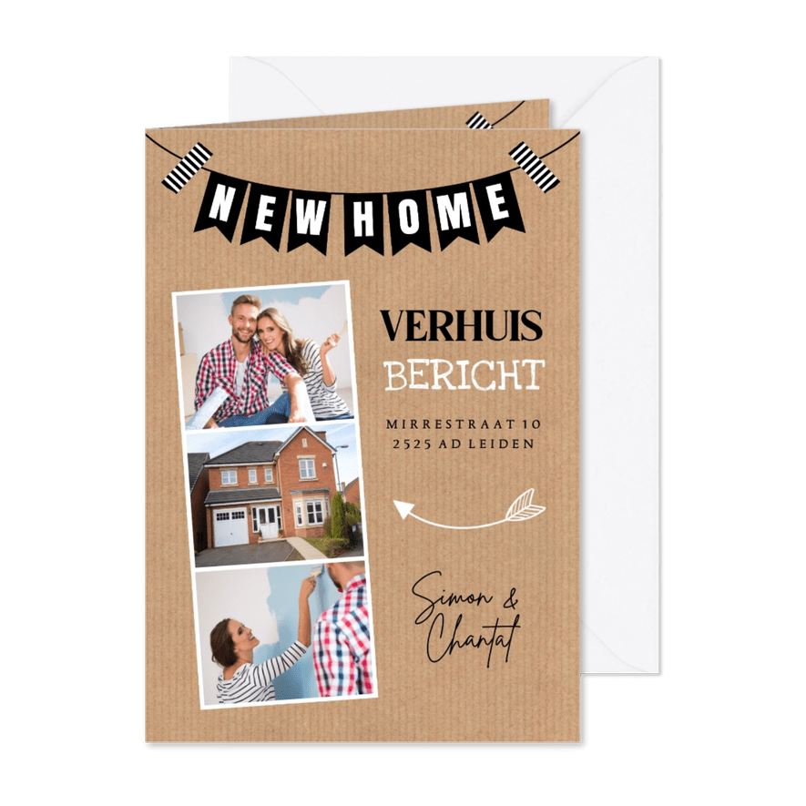 Verhuiskaart fotocollage slinger kraftlook - Kaartimpressie