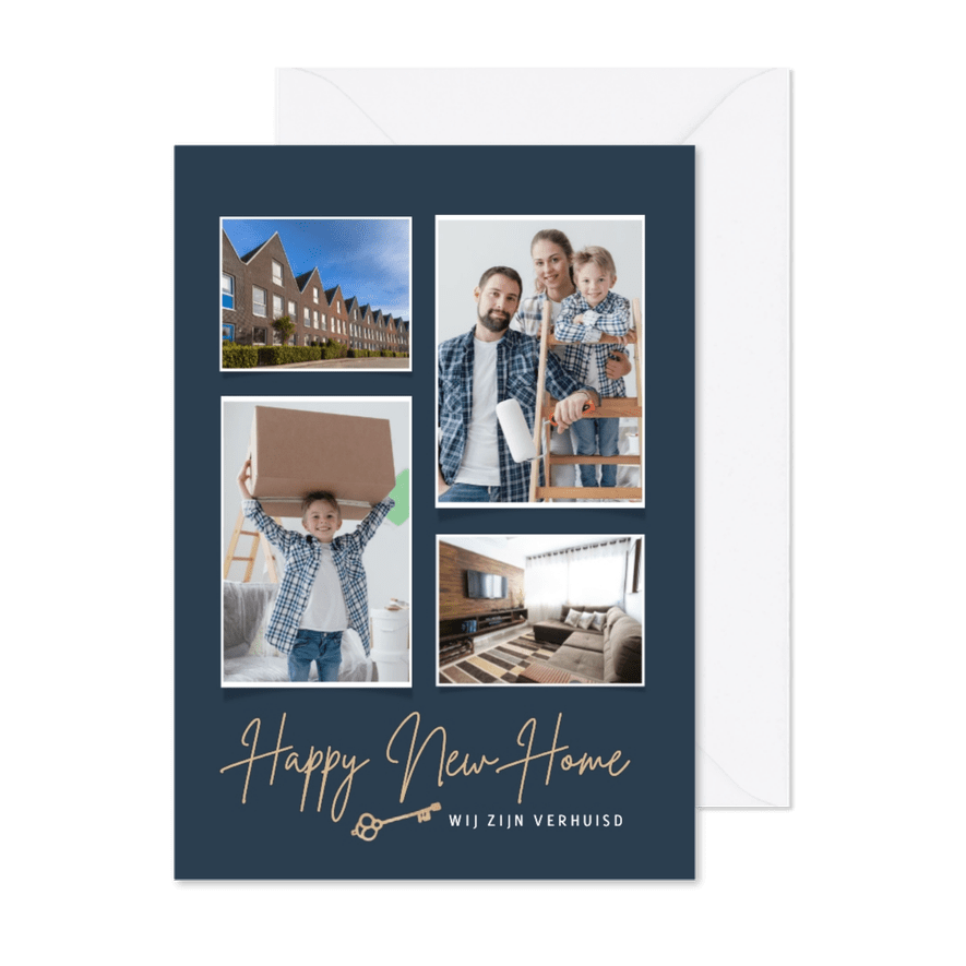 Verhuiskaart fotokaart happy new home sleutel - Kaartimpressie