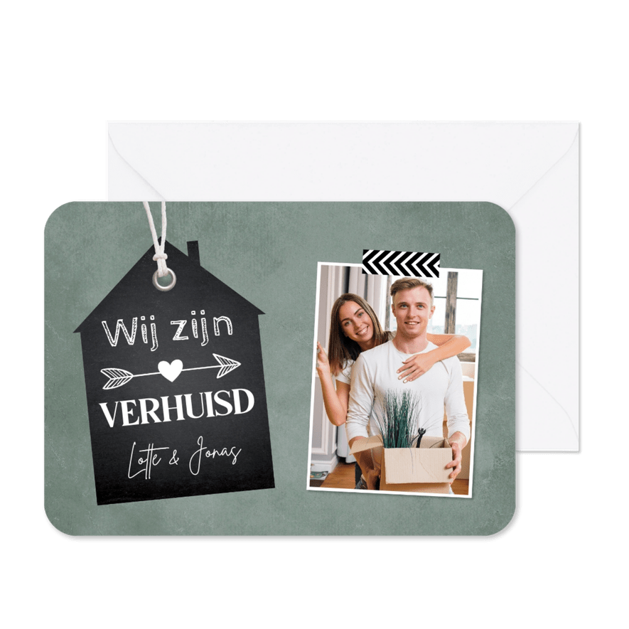 Verhuiskaart groen huisje foto - Kaartimpressie