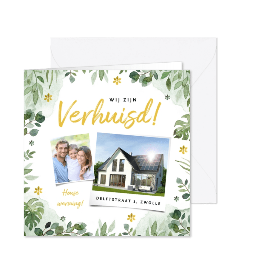 Verhuiskaart hip foto's botanisch waterverf - Kaartimpressie