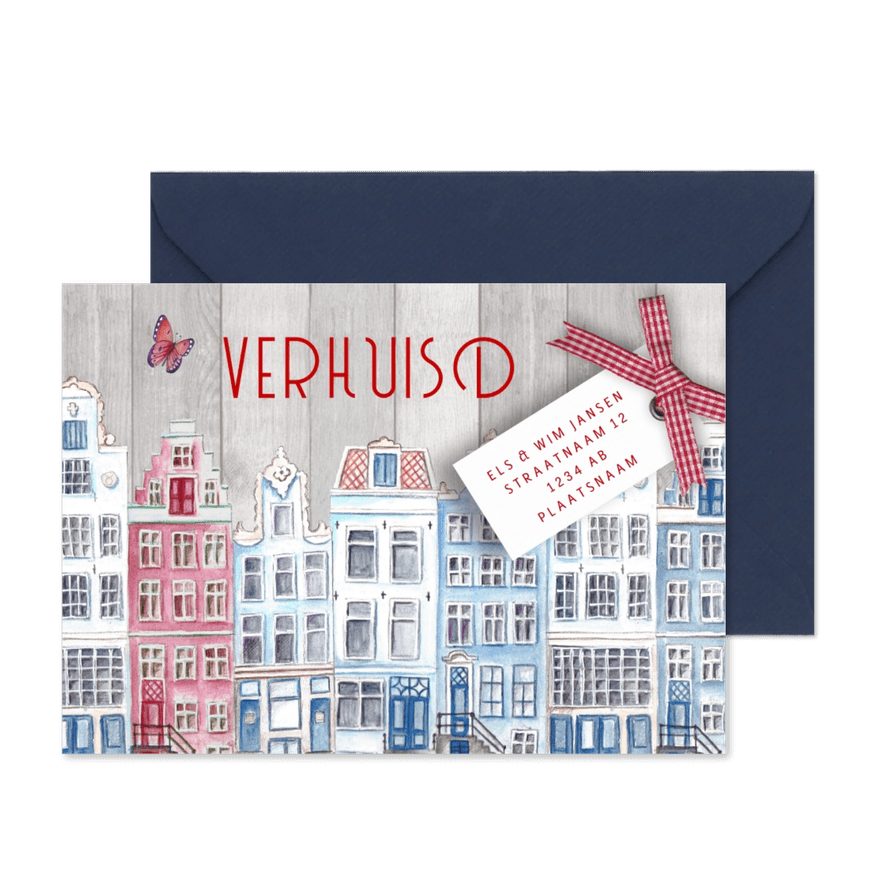Verhuiskaart Hollands HUIS rood wit blauw - Kaartimpressie