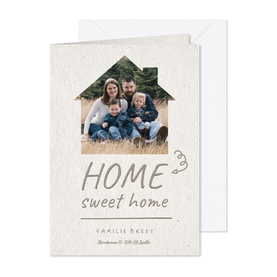 Verhuiskaart Home sweet home fotohuisje - Kaartimpressie
