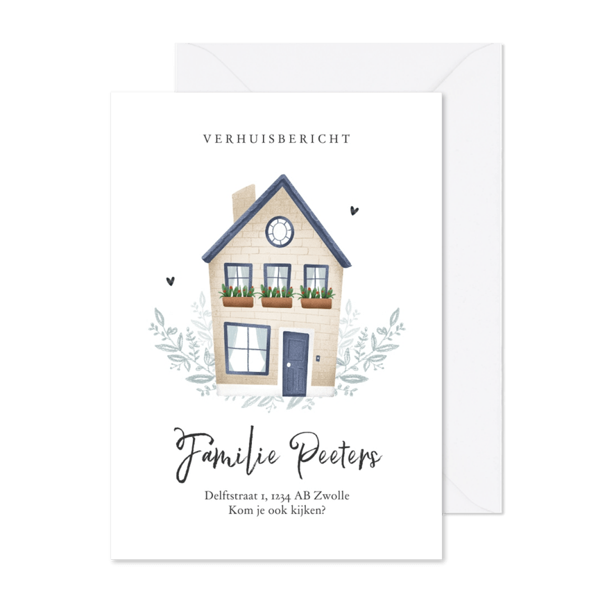 Verhuiskaart huis illustratie fris stijlvol - Kaartimpressie