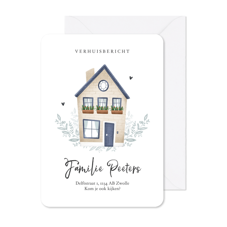 Verhuiskaart huis illustratie fris stijlvol - Kaartimpressie