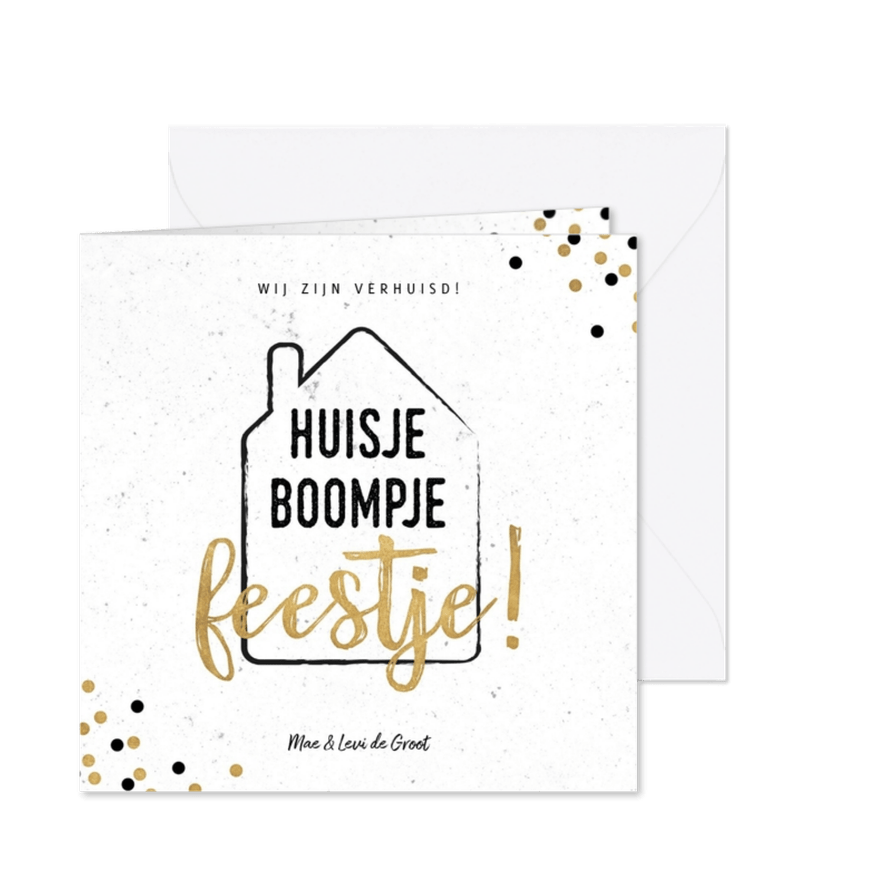 Verhuiskaart huisje boompje feestje hip - Kaartimpressie