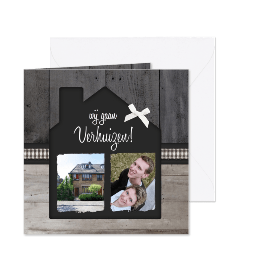 Verhuiskaart Huisje Hout Foto's - Kaartimpressie