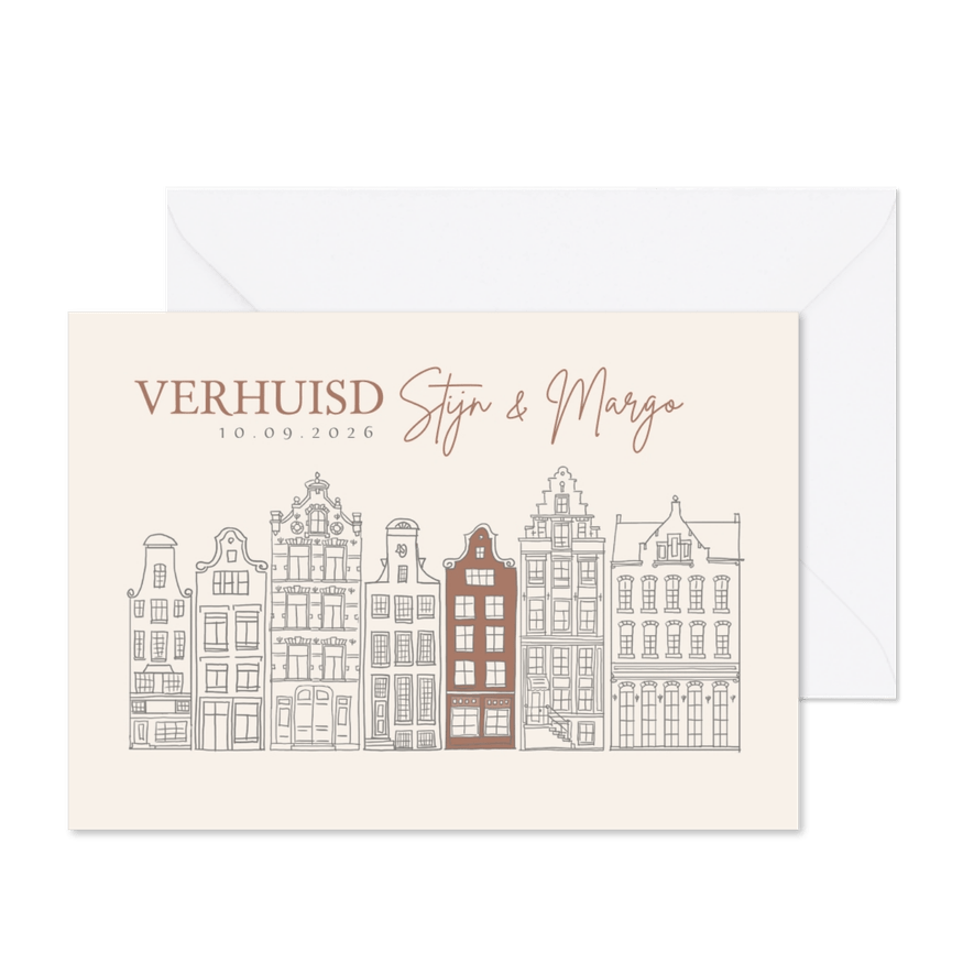 Verhuiskaart huisjes met kleur - Kaartimpressie