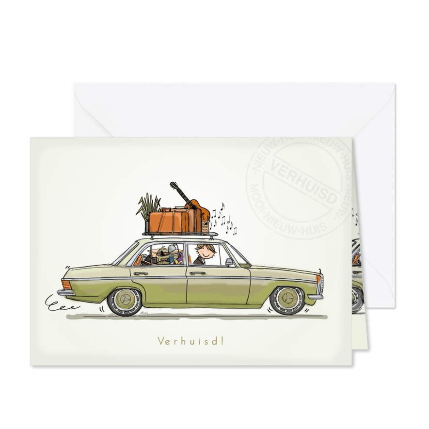 Verhuiskaart klassieke auto  - Kaartimpressie