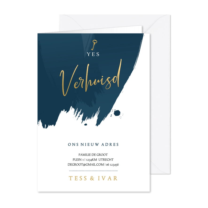 Verhuiskaart kraftlook met handlettering  - Kaartimpressie