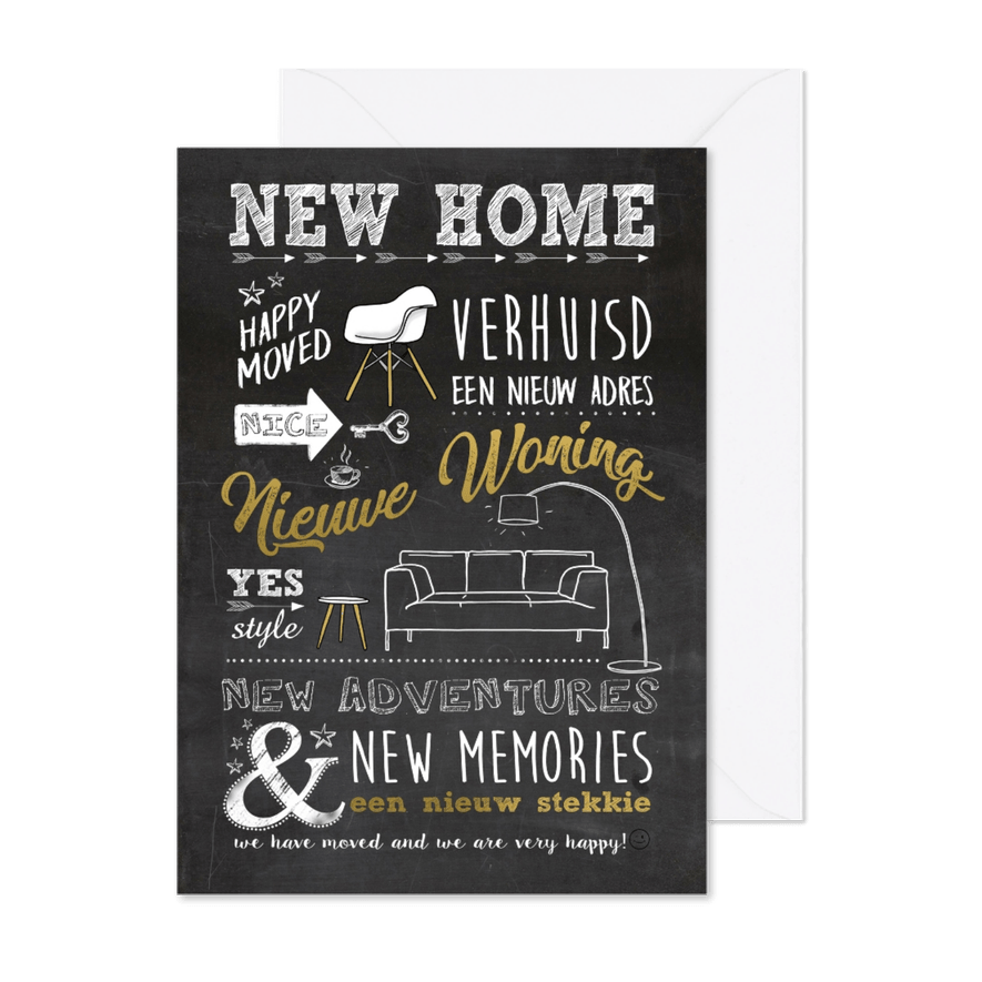Verhuiskaart krijtbord handlettering - Kaartimpressie