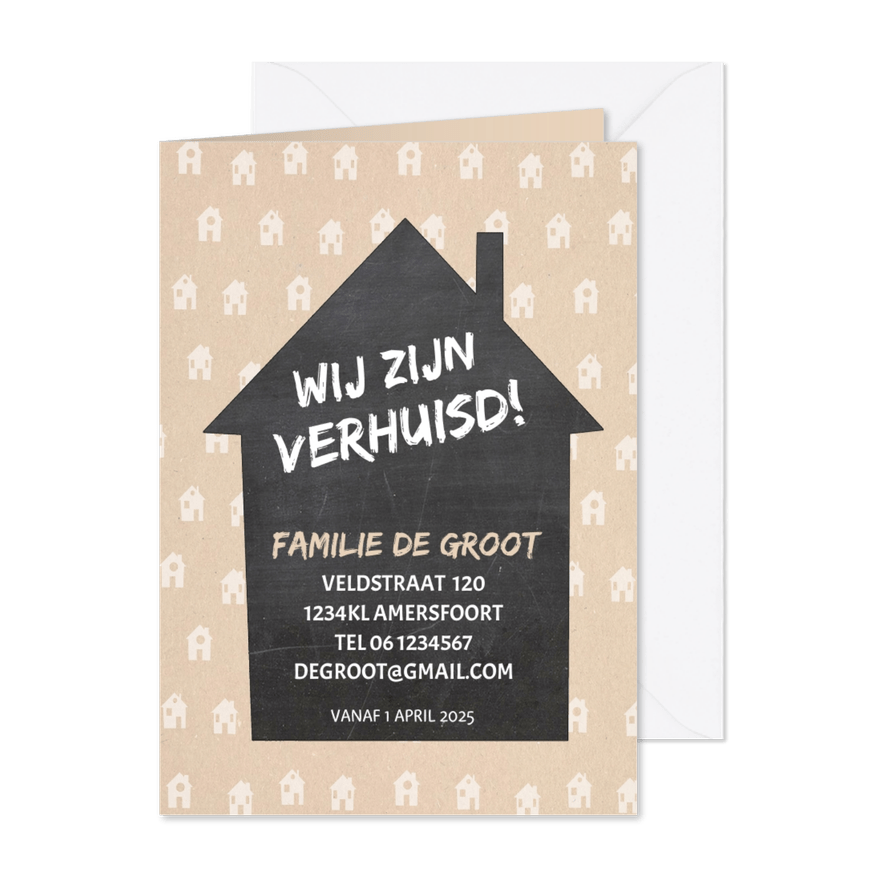 Verhuiskaart krijtbord huis av - Kaartimpressie