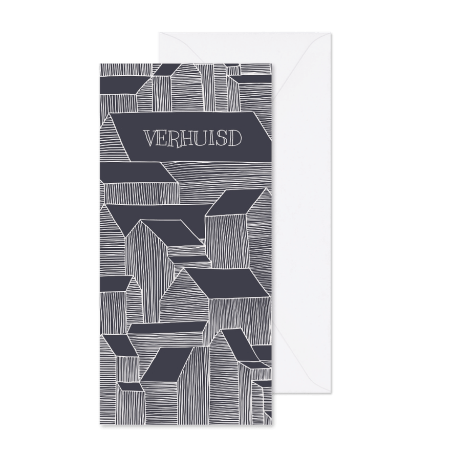 Verhuiskaart met geïllustreerde grafische huizen - Kaartimpressie