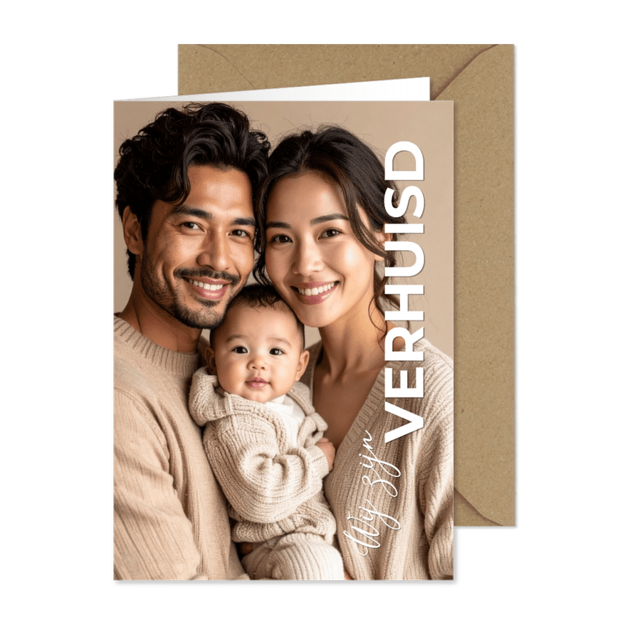 Verhuiskaart met grote foto wij zijn verhuisd verticaal - Kaartimpressie