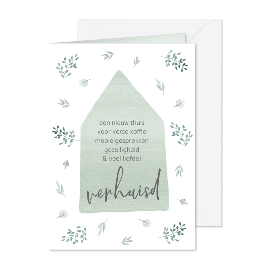 Verhuiskaart mint takjes - Kaartimpressie