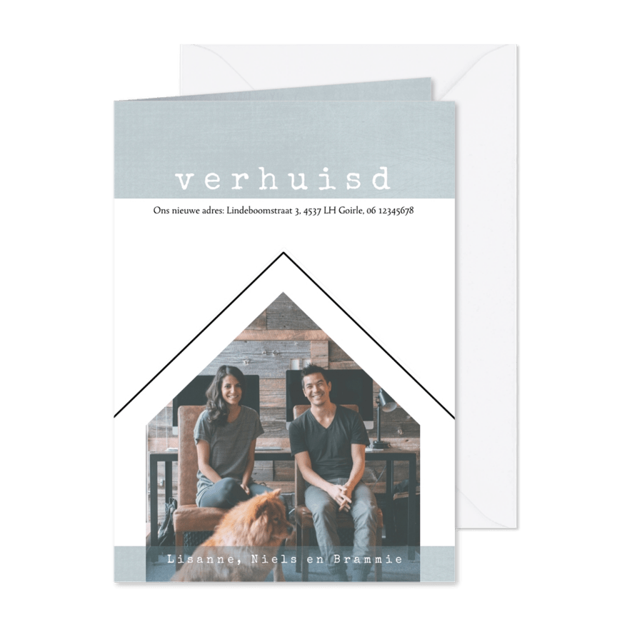 Verhuiskaart, modern en eenvoudig met foto in vorm van huis - Kaartimpressie