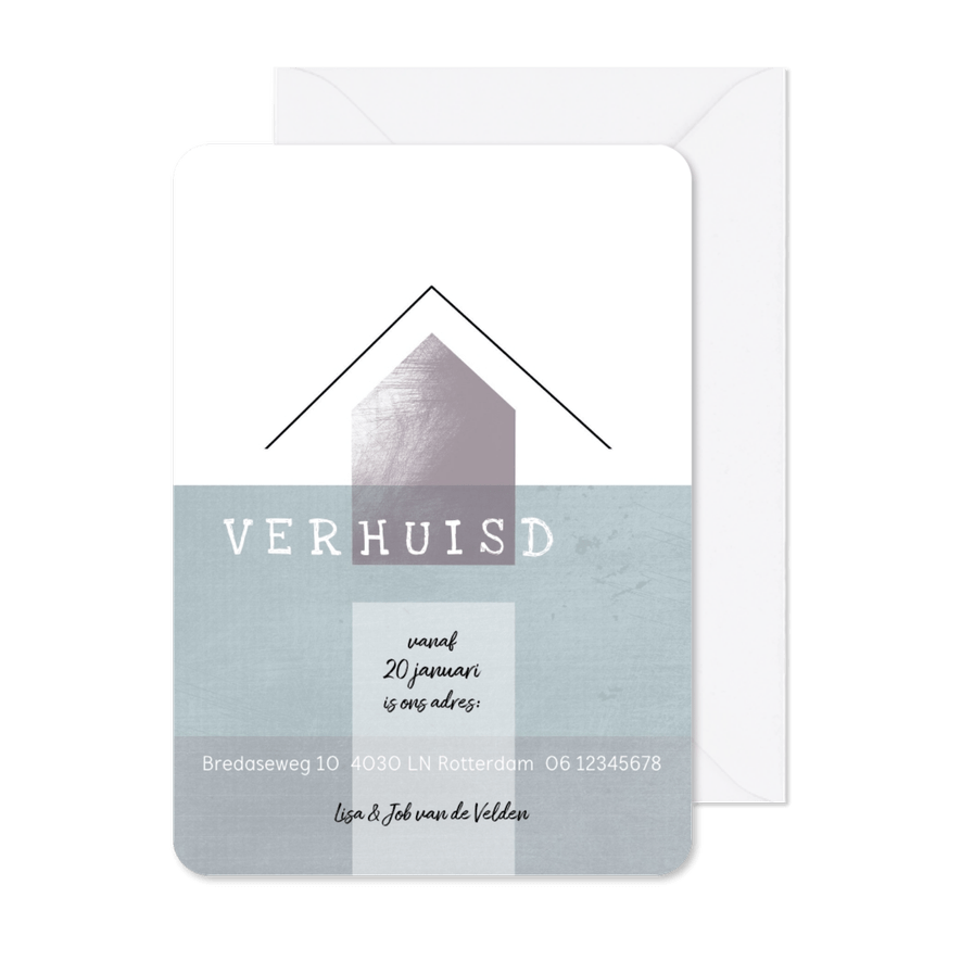 Verhuiskaart, modern en eenvoudig met huis - Kaartimpressie