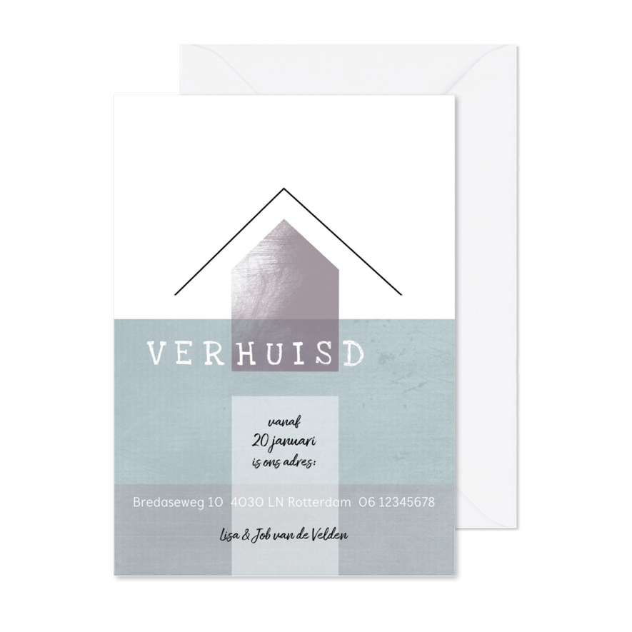 Verhuiskaart, modern en eenvoudig met huis - Kaartimpressie