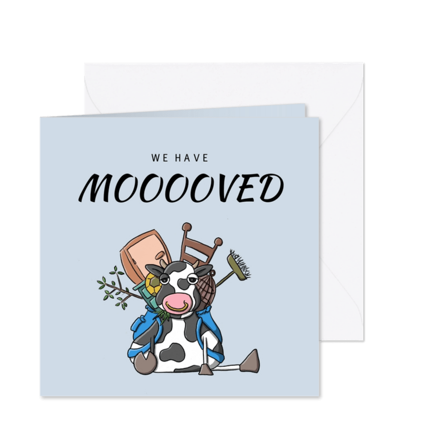 Verhuiskaart mooooved koe - Kaartimpressie