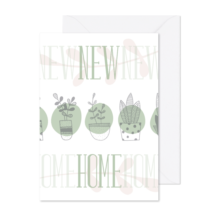 Verhuiskaart 'NEW HOME' botanische stijl - Kaartimpressie