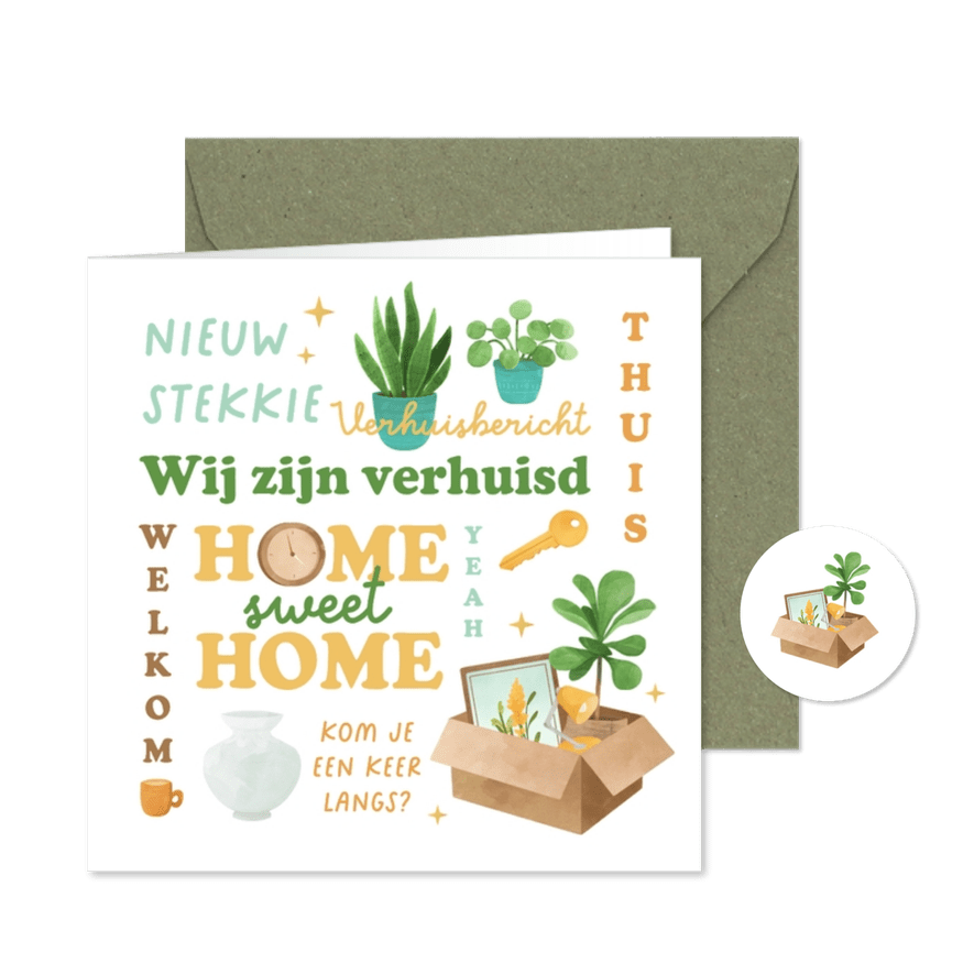 Verhuiskaart new home nieuw stekkie verhuisbericht sleutel - Kaartimpressie