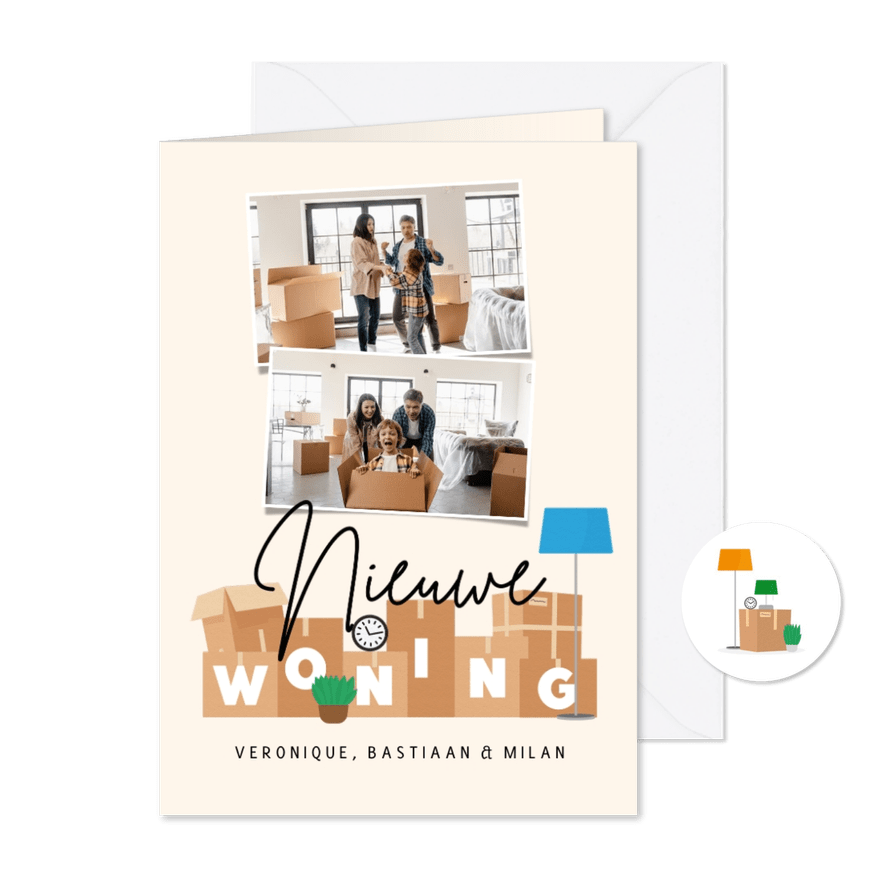 Verhuiskaart new home verhuisdozen en foto's - Kaartimpressie