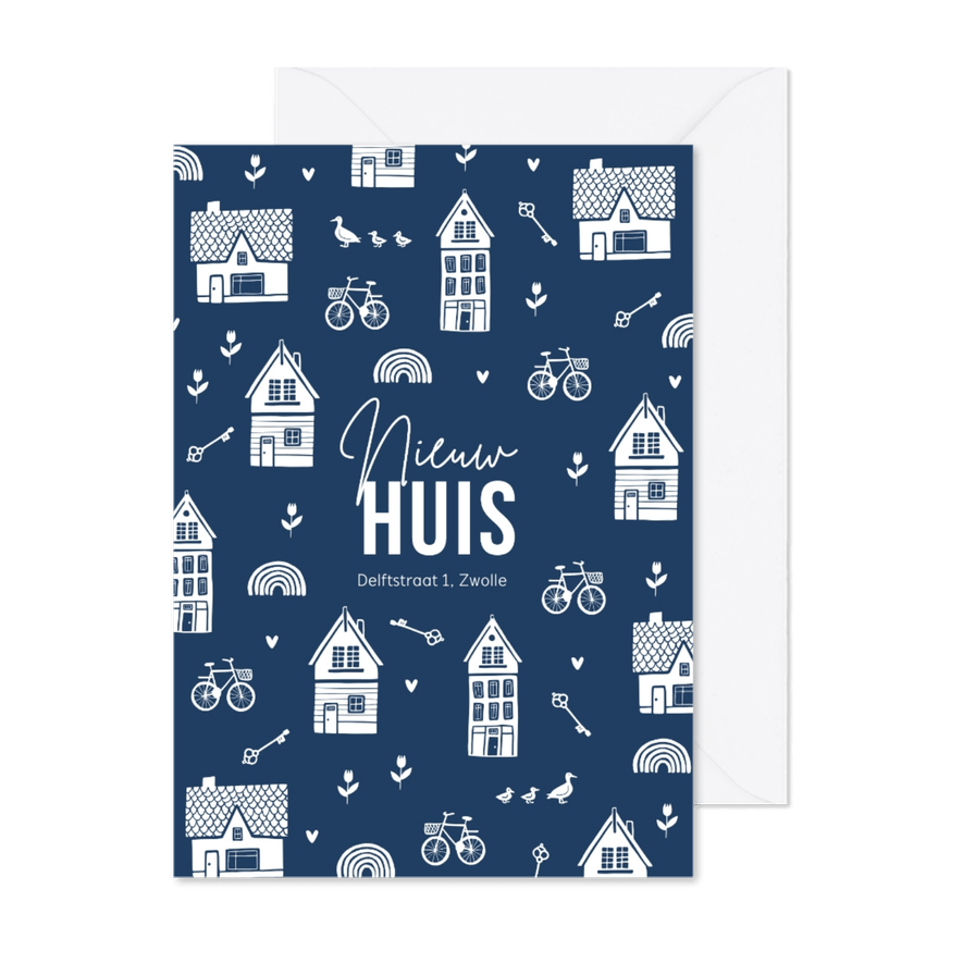 Verhuiskaart nieuw huis sleutel huis illustratie patroon - Kaartimpressie