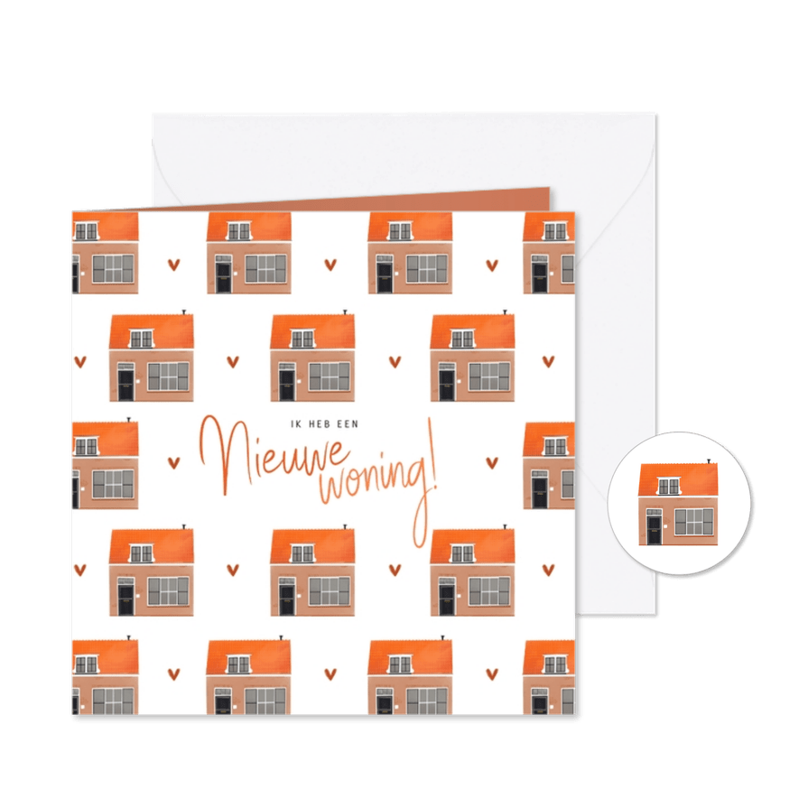 Verhuiskaart nieuwe woning huizen patroon illustratie - Kaartimpressie