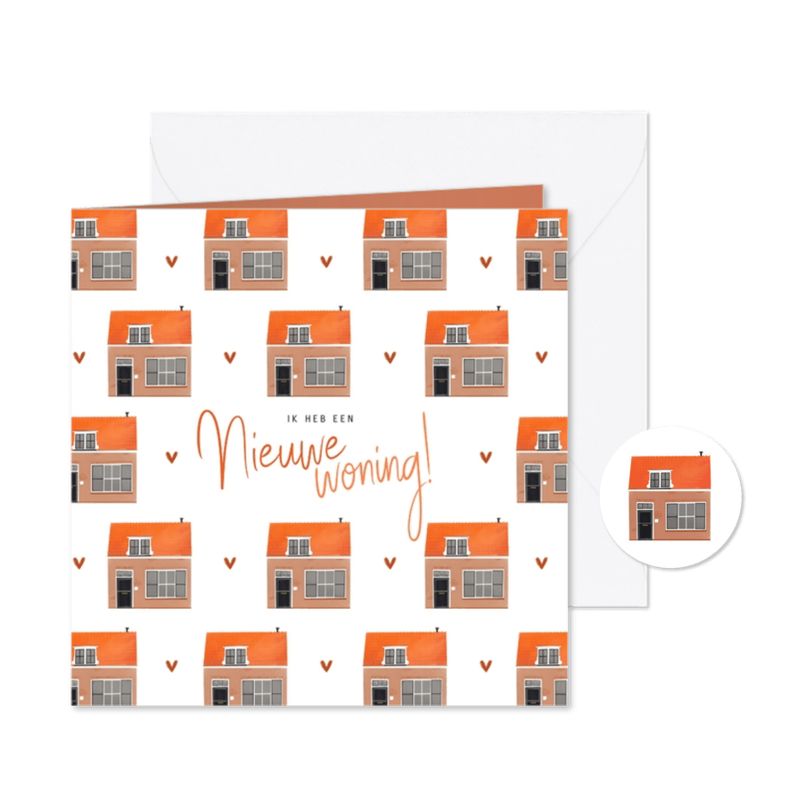 Verhuiskaart nieuwe woning huizen patroon illustratie - Kaartimpressie