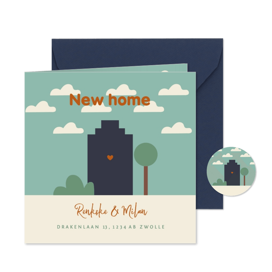 Verhuiskaart nieuwe woning illustratie huis - Kaartimpressie