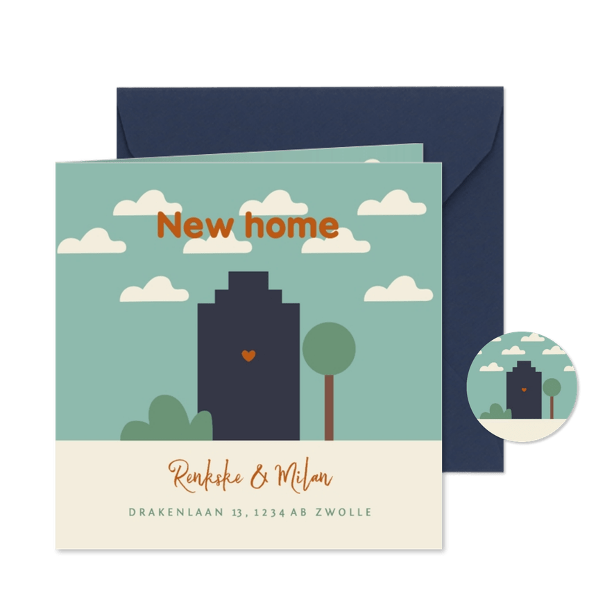 Verhuiskaart nieuwe woning illustratie huis - Kaartimpressie