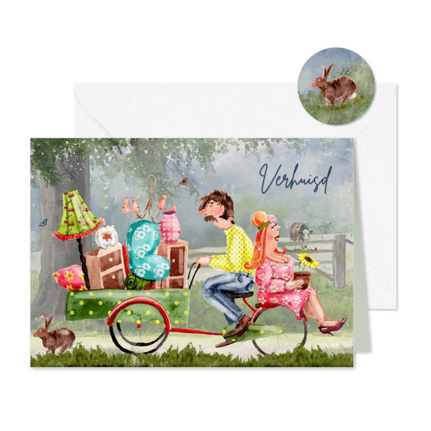 Verhuiskaart op de bakfiets - Kaartimpressie