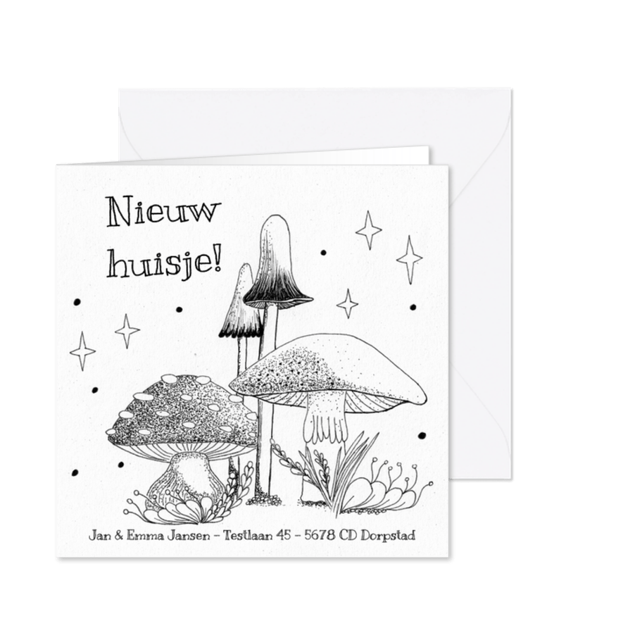 Verhuiskaart paddenstoelen - Kaartimpressie