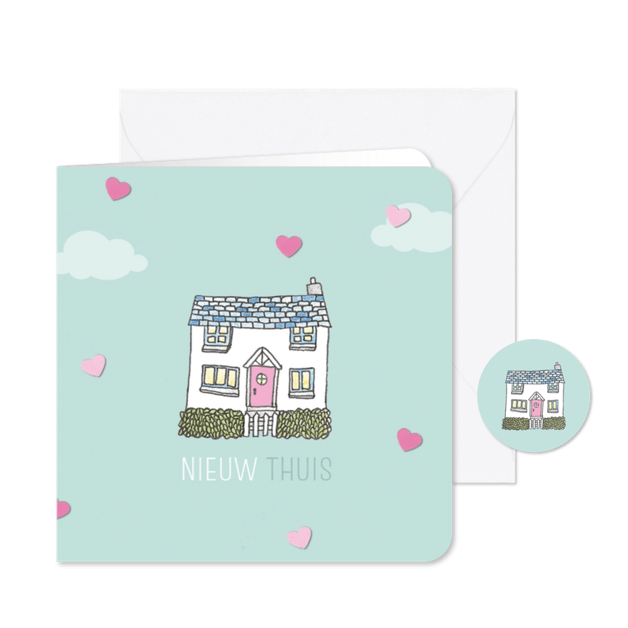 Verhuiskaart pastel housewarming - Kaartimpressie
