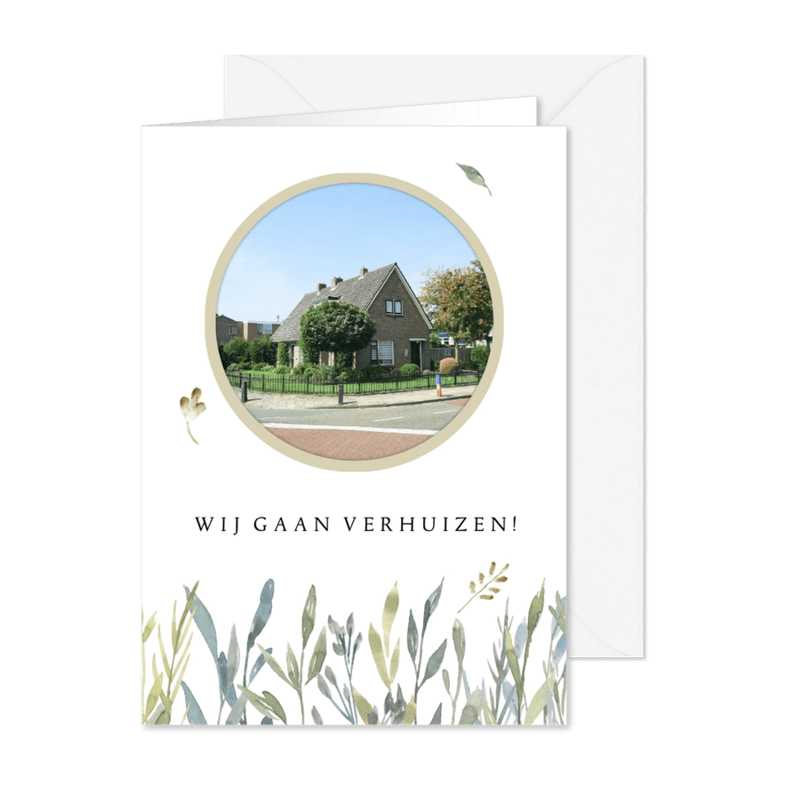Verhuiskaart pastel takjes met foto - Kaartimpressie