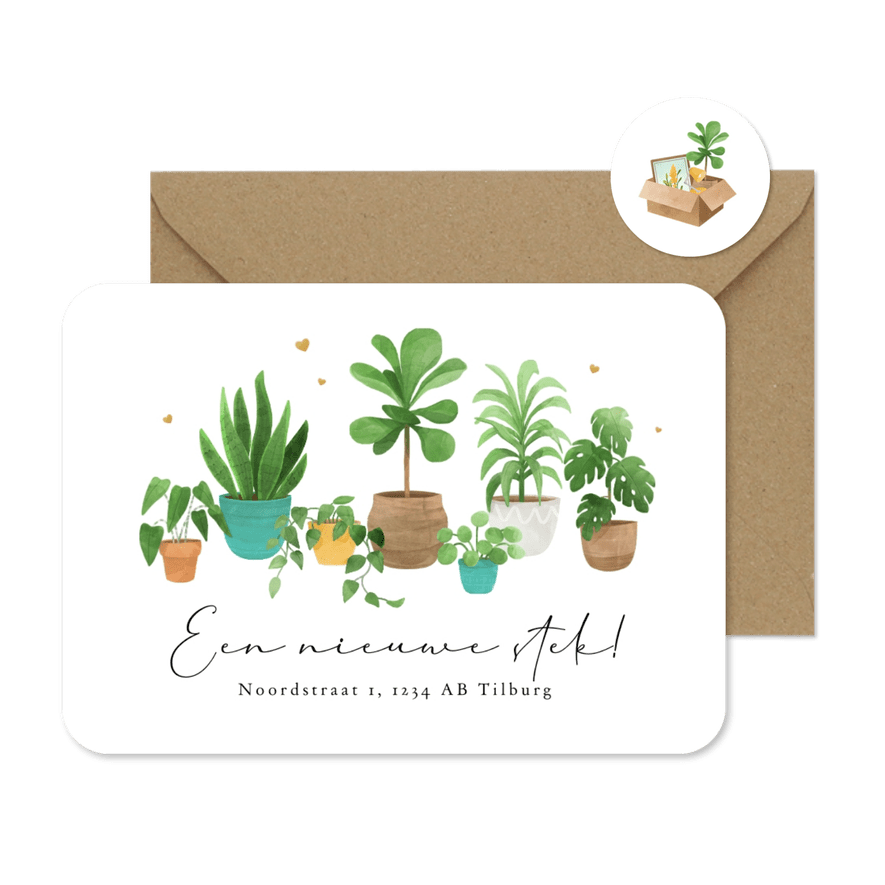 Verhuiskaart planten nieuwe stek adreswijziging - Kaartimpressie